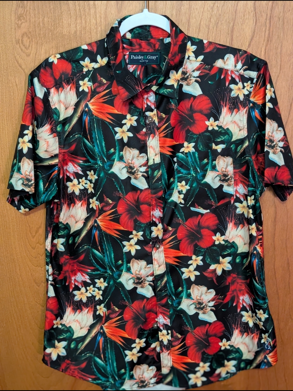 Paisley & Gray Men's Black Floral Short-Sleeve Button-Up Shirt